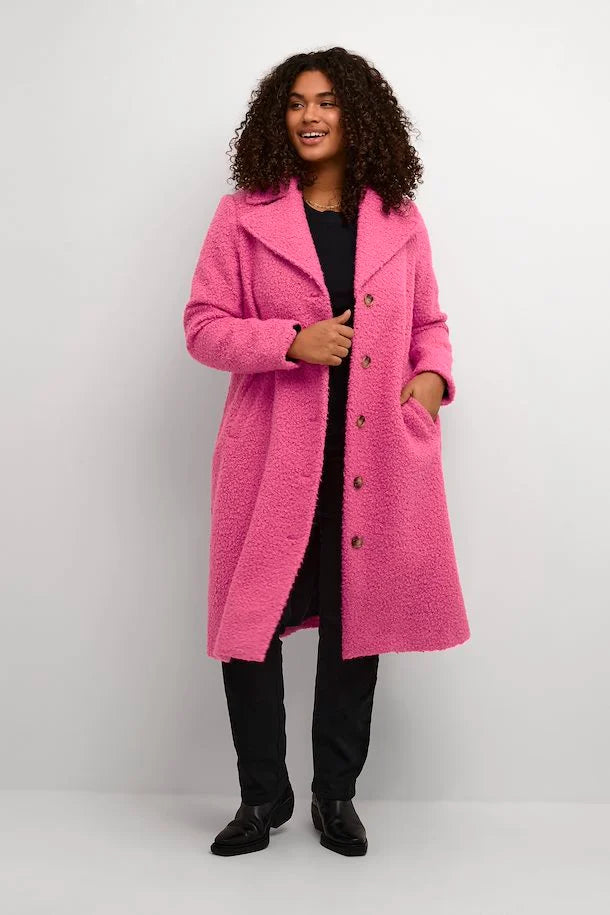 Pink longline 2025 teddy coat
