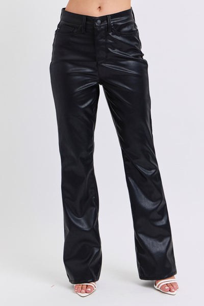 Black Faux Leather pant tummy control by JB