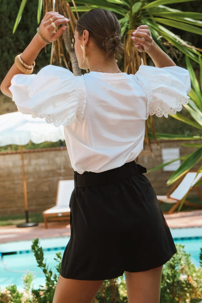 Sophia Eyelet sleeve tee