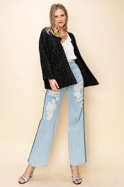Black Tinsel Coatigan