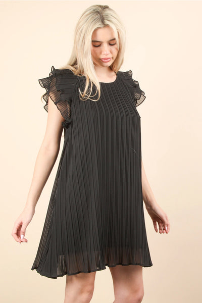 Holiday Black Pleated Dress