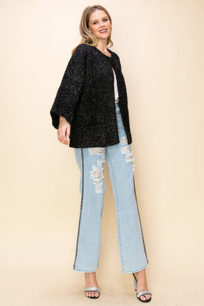 Black Tinsel Coatigan