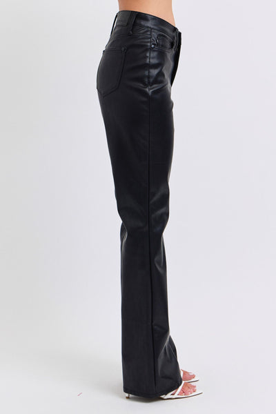 Black Faux Leather pant tummy control by JB