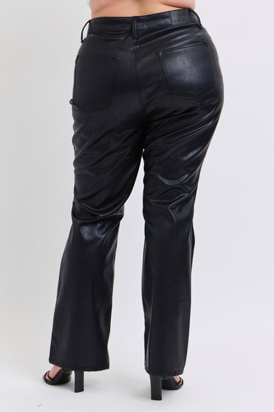 Black Faux Leather pant tummy control by JB