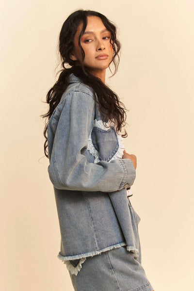 Lace Heart denim shirt/jacket