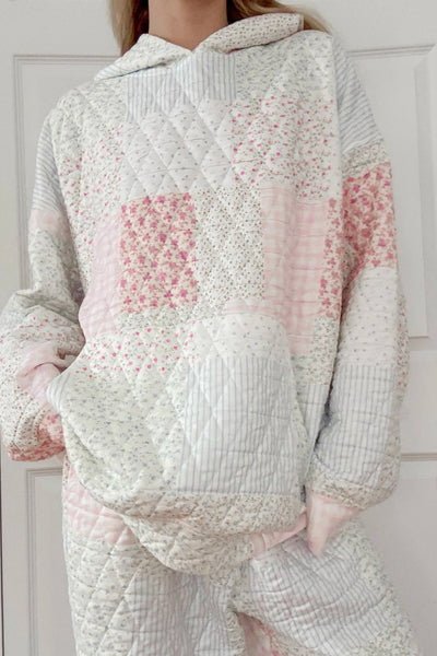 So Good! Pink Quilted Hoodie Pullover 1 sz medium left