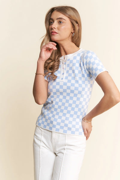 Checked In henley pullover