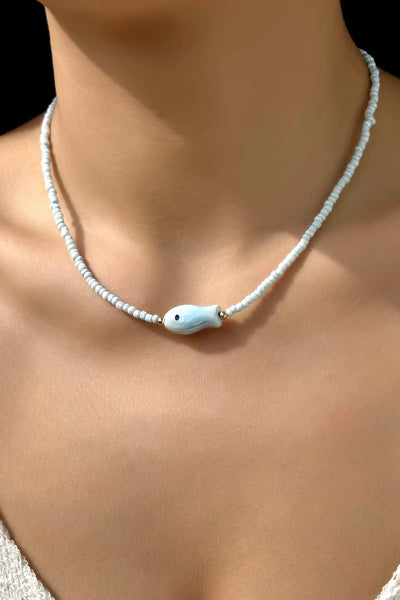 Here Fishy Fishy beaded necklace