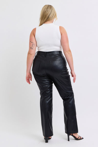 Black Faux Leather pant tummy control by JB