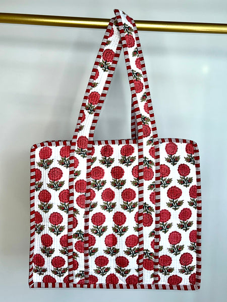 Cotton block print tote bag