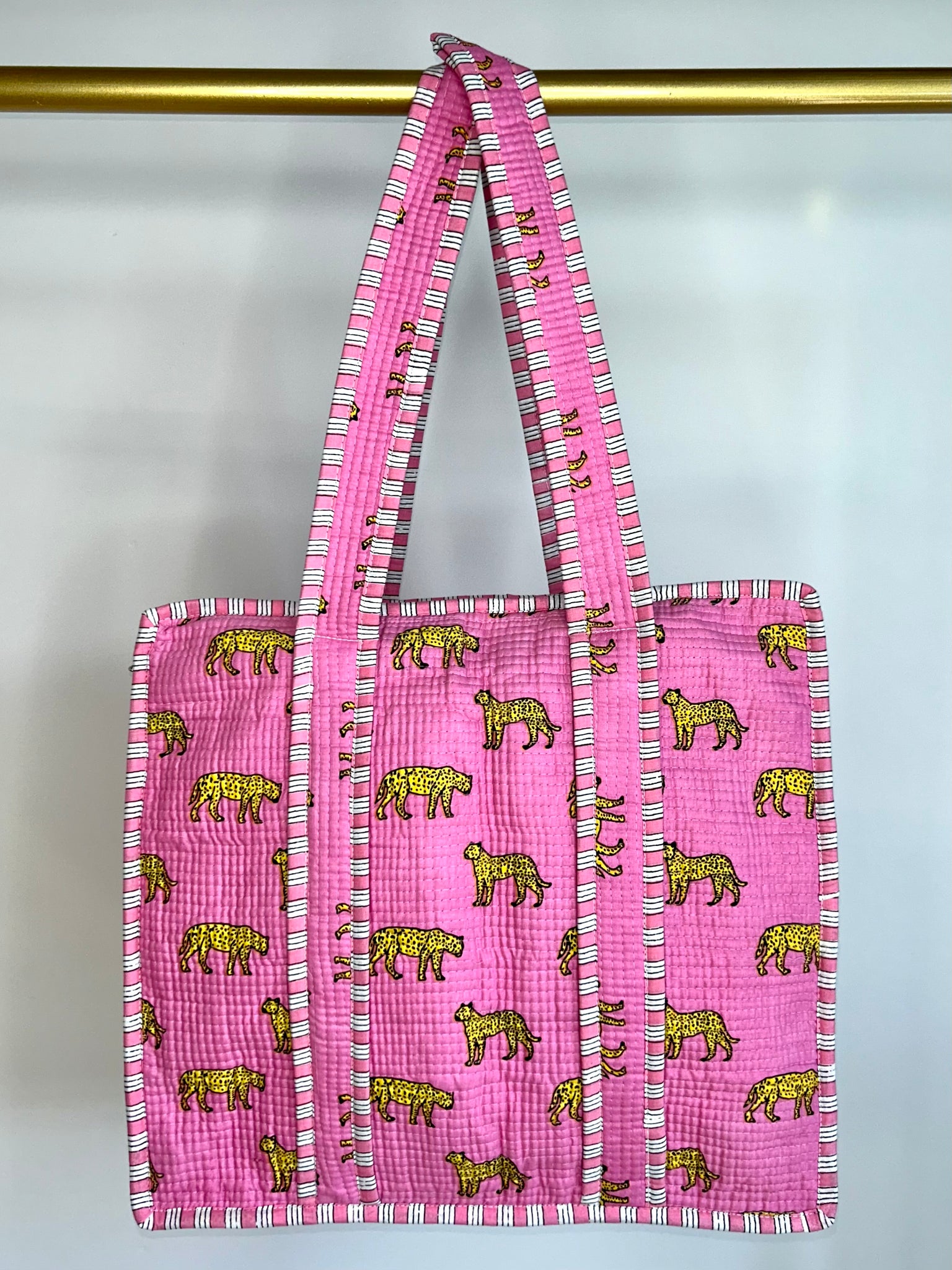 Cotton block print tote bag