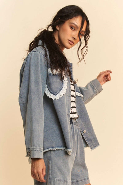 Lace Heart denim shirt/jacket