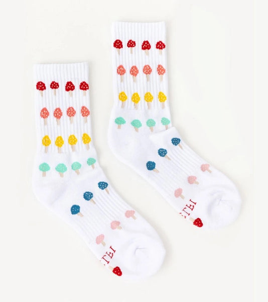 Rainbow mushroom socks