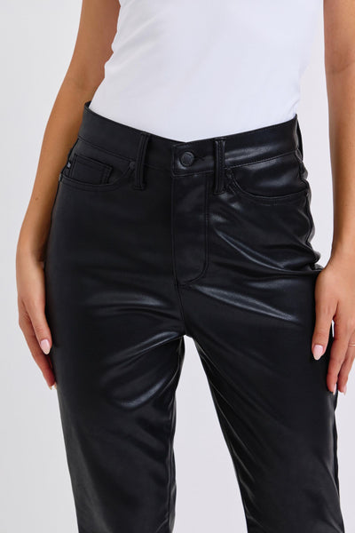 Black Faux Leather pant tummy control by JB