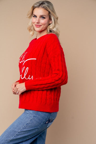 Holly Jolly cable knit pullover