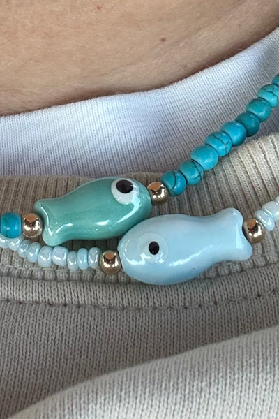 Here Fishy Fishy beaded necklace