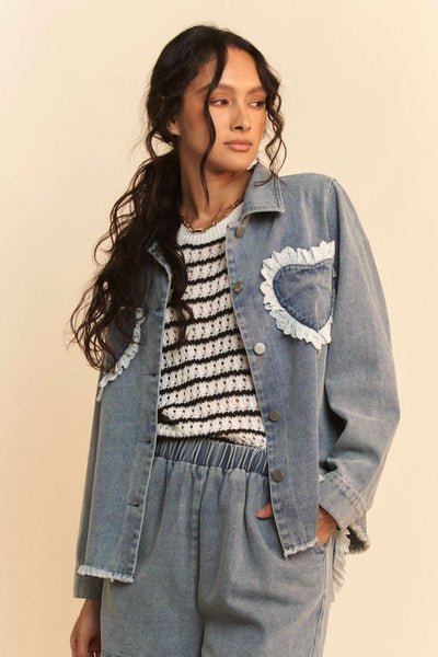 Lace Heart denim shirt/jacket