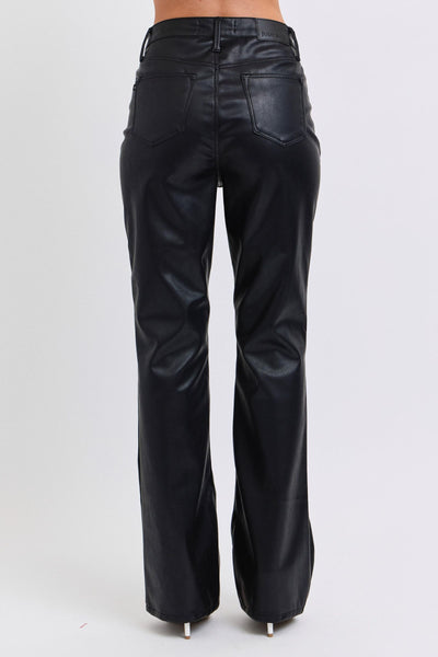 Black Faux Leather pant tummy control by JB