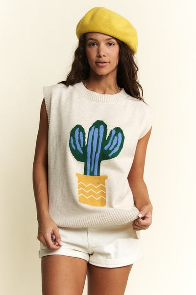 Cactus knit pullover - CURVE ONLY