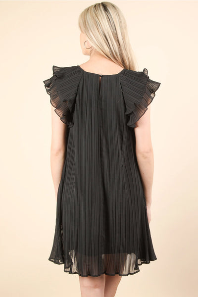 Holiday Black Pleated Dress