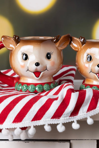 LOW STOCK Vintage Style Reindeer Mug - single