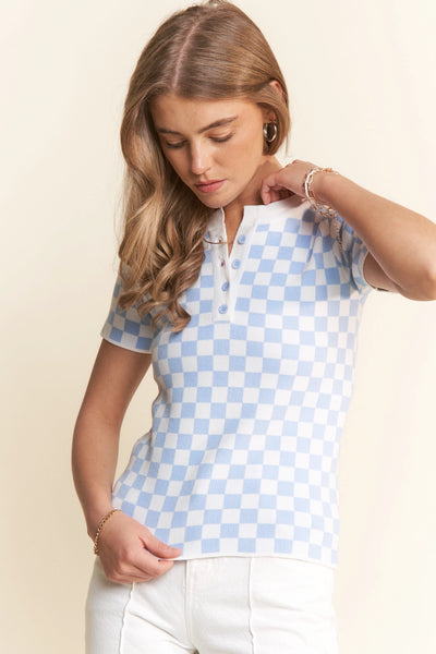 Checked In henley pullover