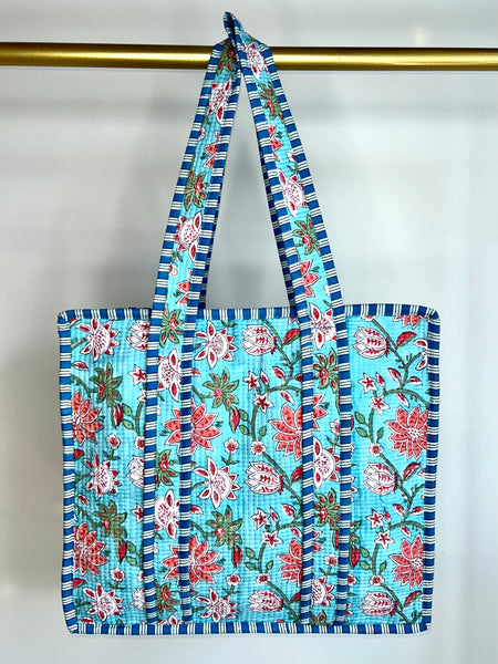 Cotton block print tote bag