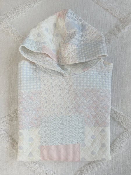 So Good! Blue COTTON Quilted Hoodie Pullover - Medium