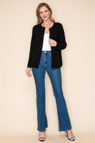 Black Sequin Knit Cardigan