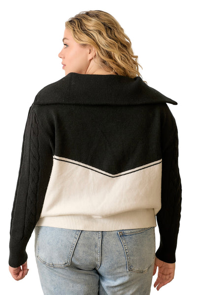 Varsity sweater with French collar