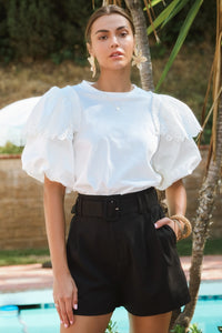 Sophia Eyelet sleeve tee