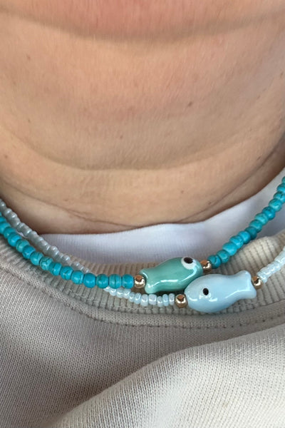 Here Fishy Fishy beaded necklace