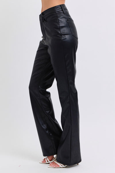 Black Faux Leather pant tummy control by JB