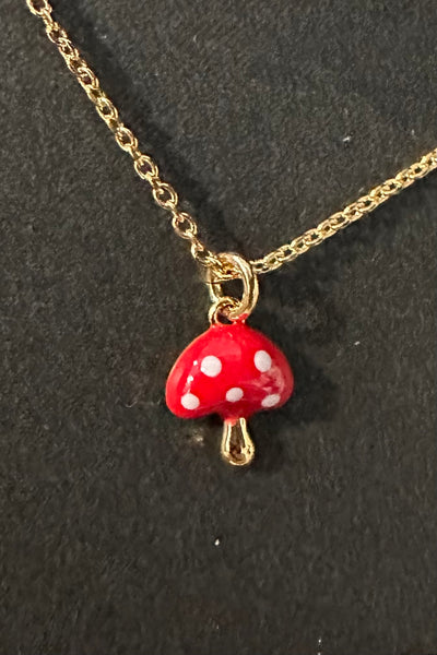 3D Toadstool Necklace - gold dipped