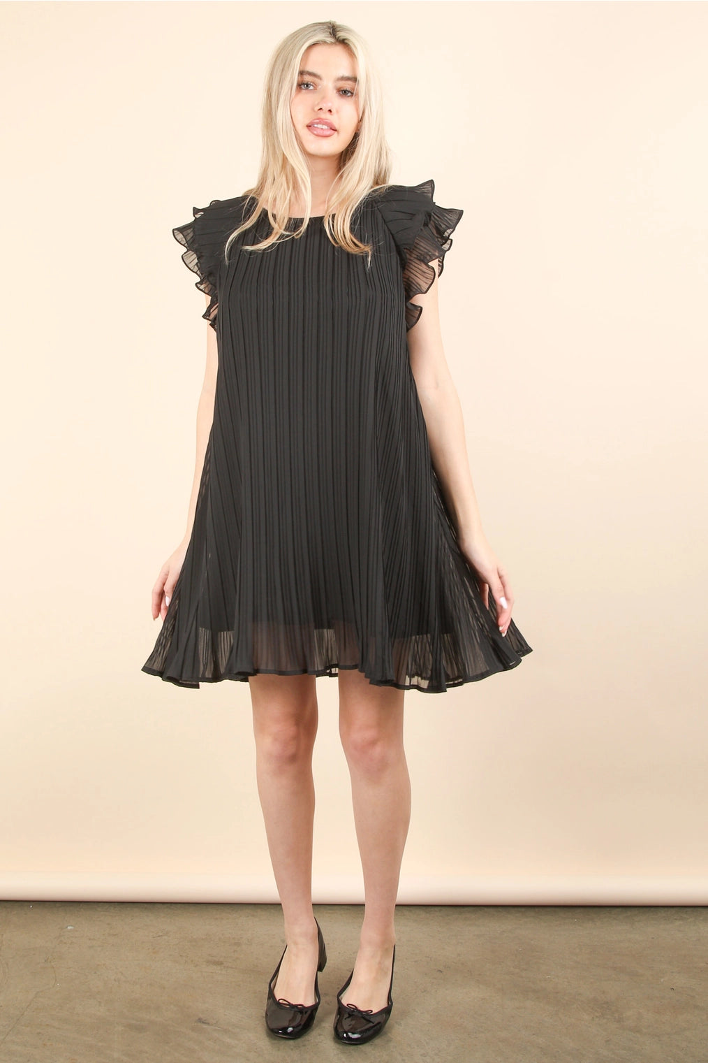 Holiday Black Pleated Dress