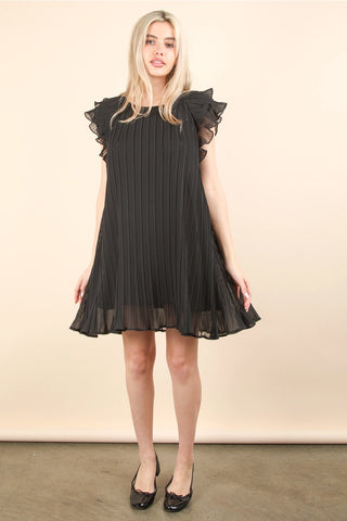 Holiday Black Pleated Dress