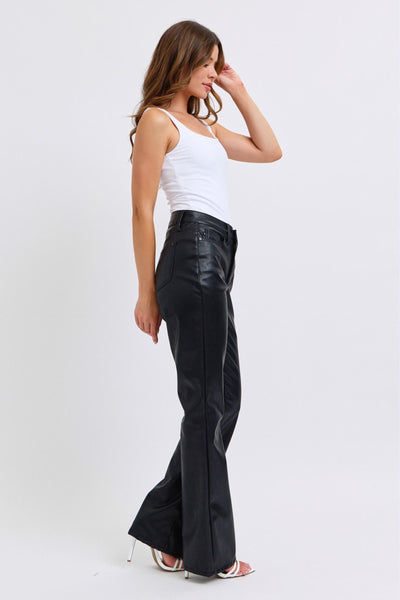 Black Faux Leather pant tummy control by JB