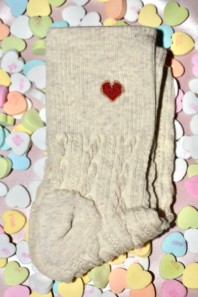 Tiny Heart Cableknit Ankle Socks