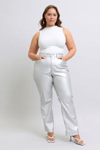 Silver Faux Leather Trouser by JB