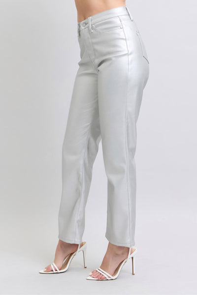 Silver Faux Leather Trouser by JB