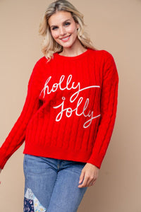 Holly Jolly cable knit pullover