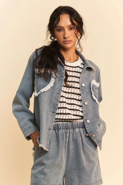 Lace Heart denim shirt/jacket