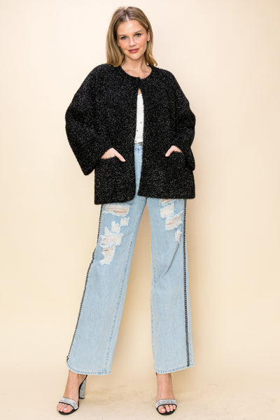 Black Tinsel Coatigan