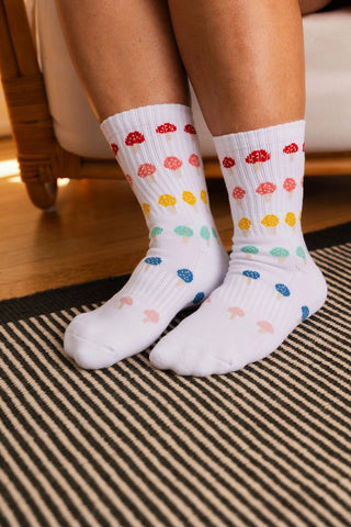 Rainbow mushroom socks