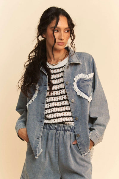 Lace Heart denim shirt/jacket