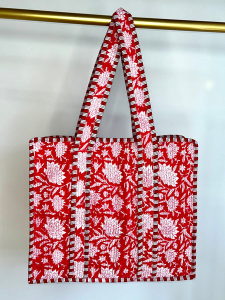 Cotton block print tote bag