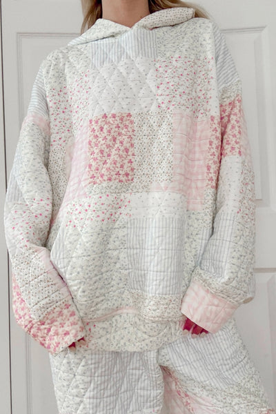So Good! Pink Quilted Hoodie Pullover 1 sz medium left
