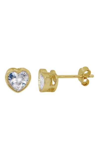 Mini Sparkle Heart stud earring gold filled