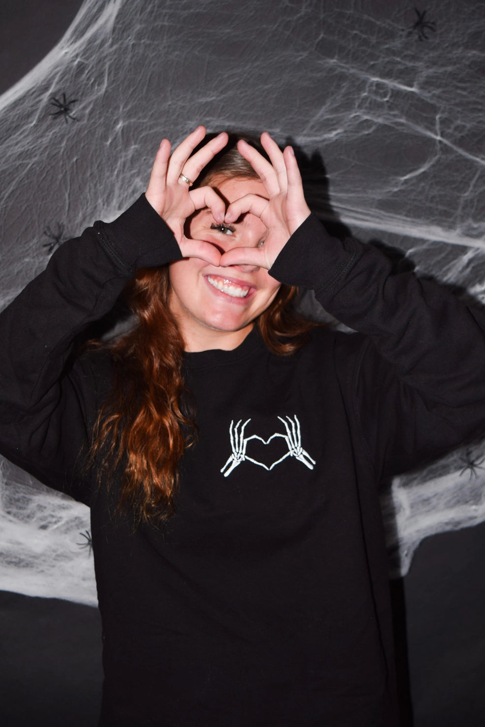 Skeleton LOVE Embroidered Heart Crewneck