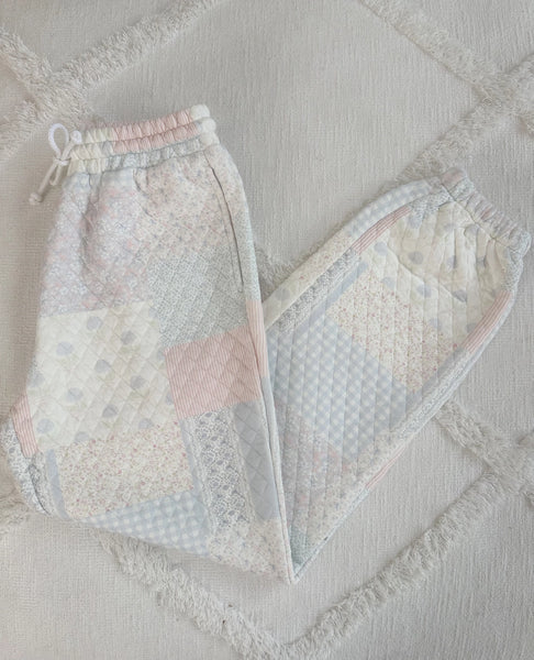 So Good! Blue COTTON Quilted joggers